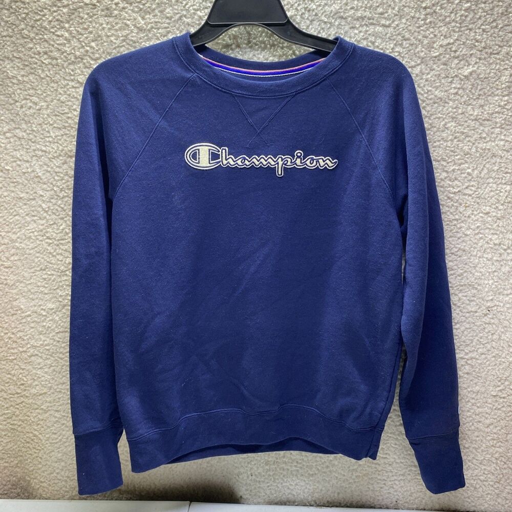 Champion Authentic Athleticwear Blue Crewneck Fleece Logo Sweatshirt Mens M
